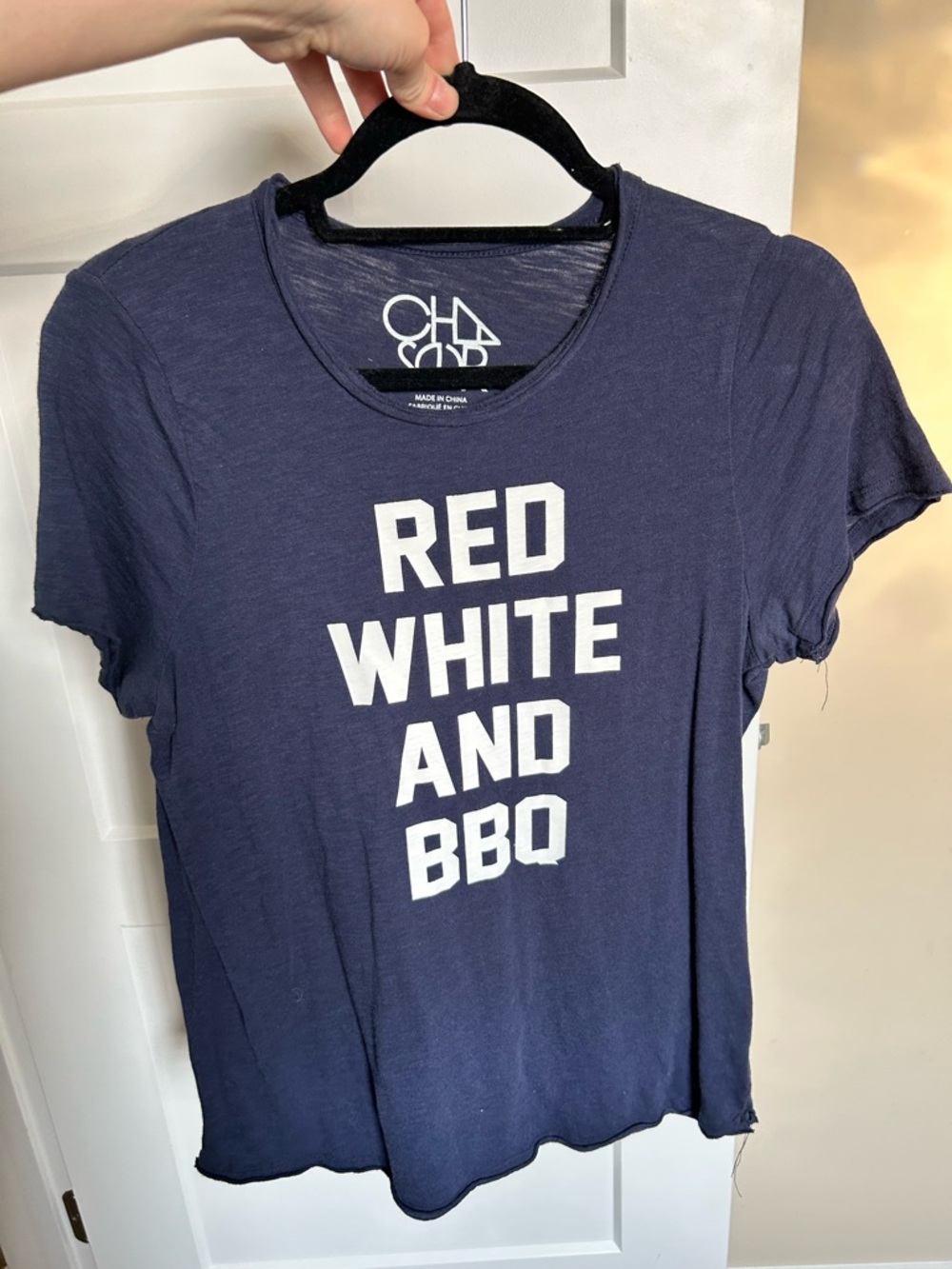 Chaser Navy Tee with White Logo Print
